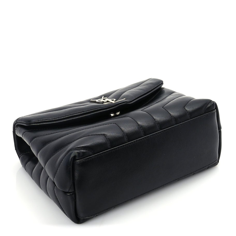 Saint Laurent Calfskin Y Quilted Monogram Small Loulou Chain Satchel Black Image 3