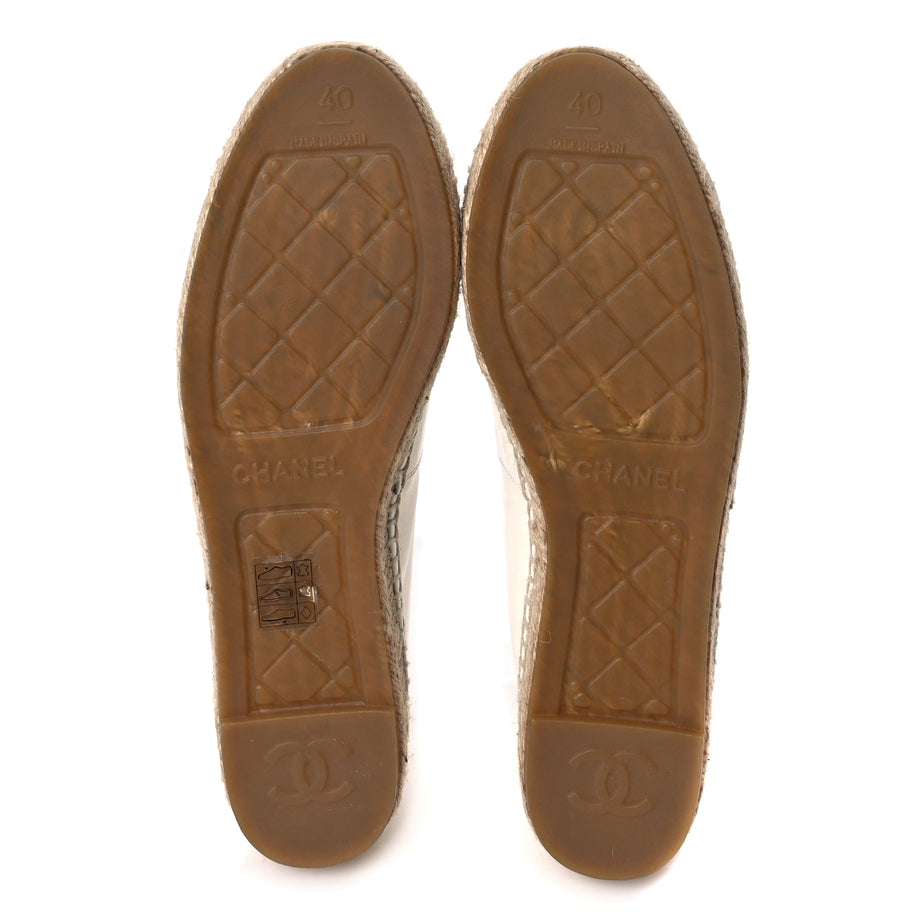 Chanel Distressed Patent CC Espadrilles 40 White Silver Image 6