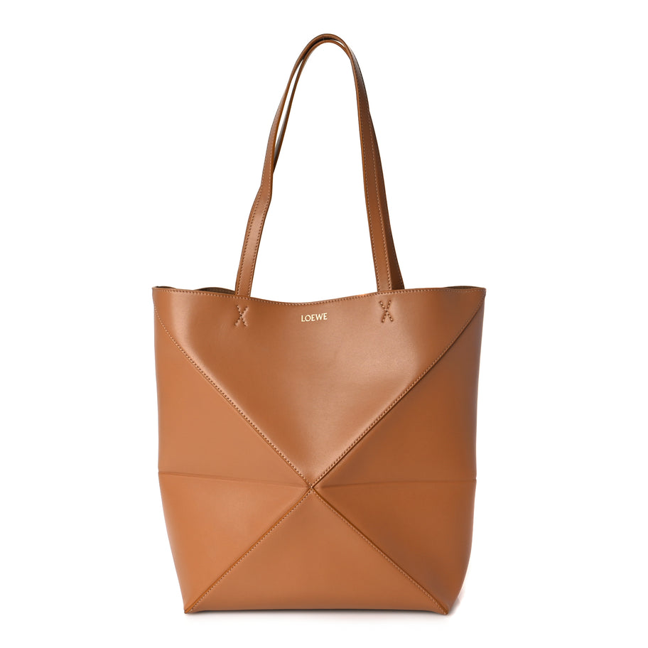 Loewe Shiny Calfskin Medium Puzzle Fold Tote Warm Desert Image 1