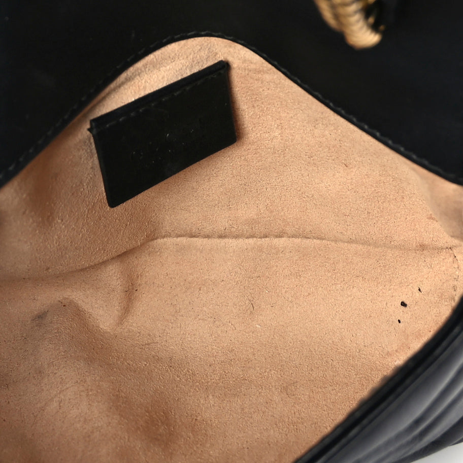 Gucci Calfskin Matelasse Super Mini GG Marmont Shoulder Bag  Black Image 4