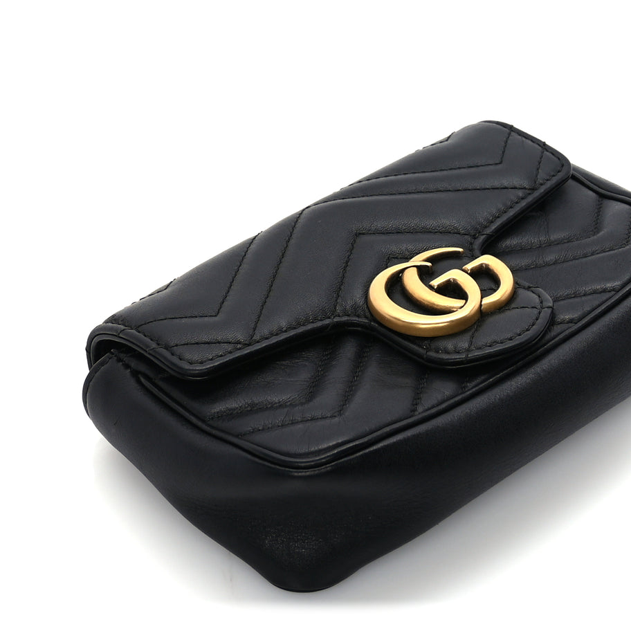 Gucci Calfskin Matelasse Super Mini GG Marmont Shoulder Bag  Black Image 7
