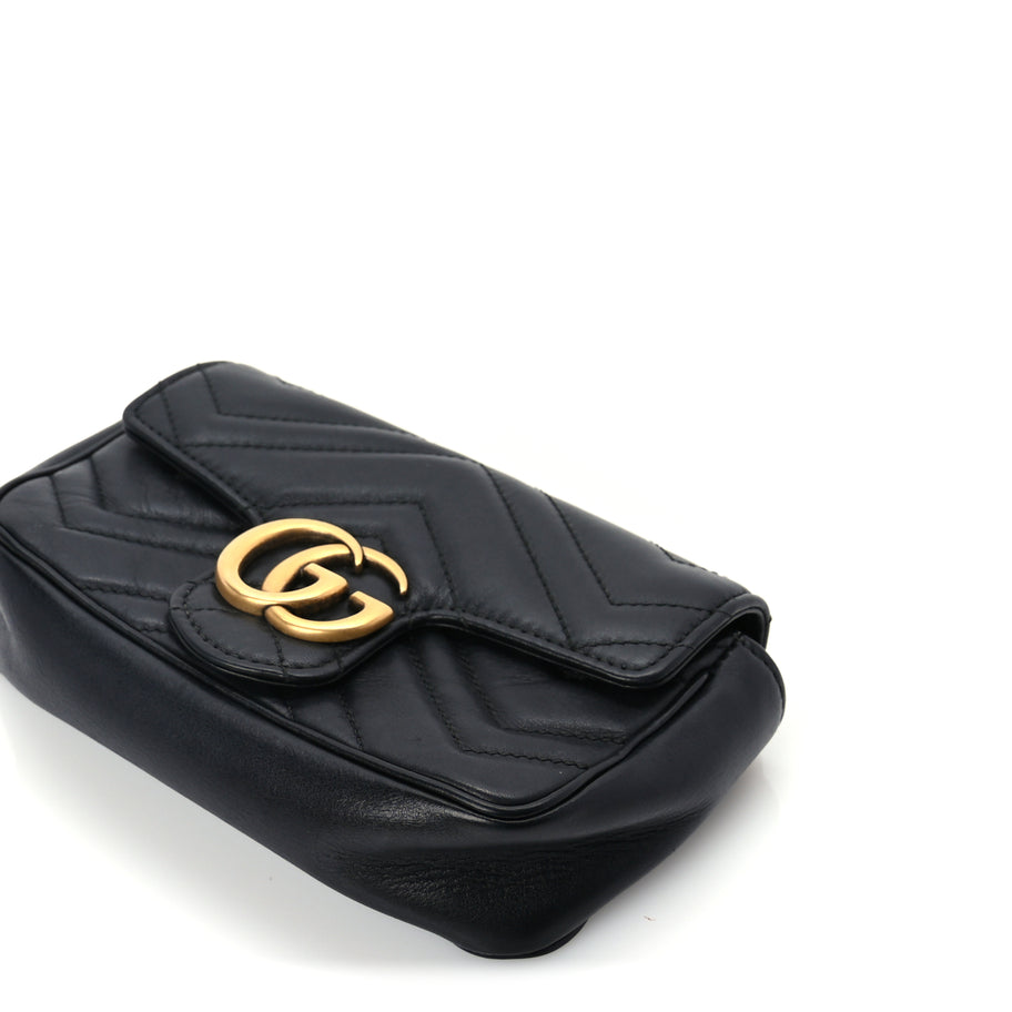 Gucci Calfskin Matelasse Super Mini GG Marmont Shoulder Bag  Black Image 8