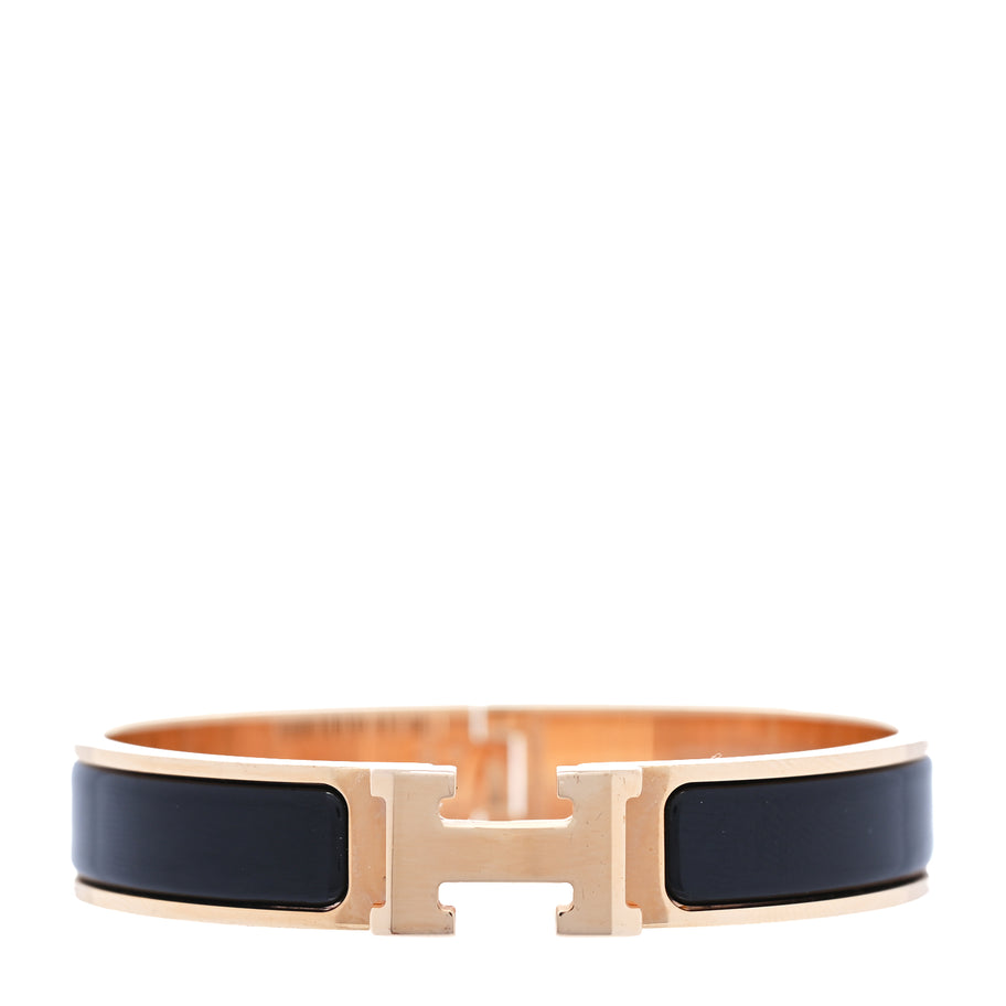 Hermes Enamel Narrow Clic Clac H Bracelet GM  Black Image 1