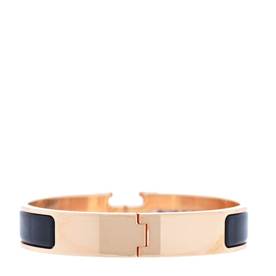 Hermes Enamel Narrow Clic Clac H Bracelet GM  Black Image 2