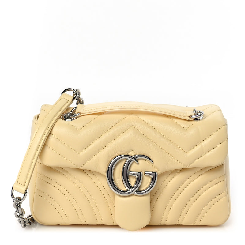  Gucci Lambskin Matelasse Small GG Marmont Shoulder Bag  Yellow