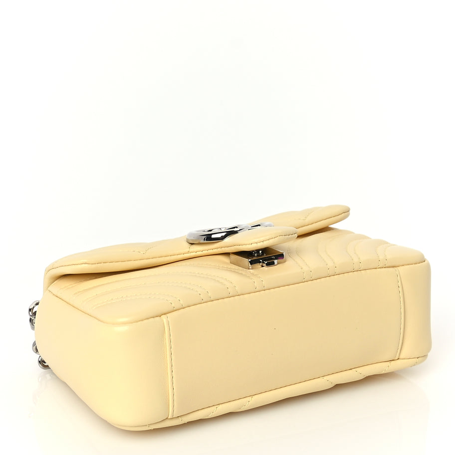 Gucci Lambskin Matelasse Small GG Marmont Shoulder Bag  Yellow Image 3