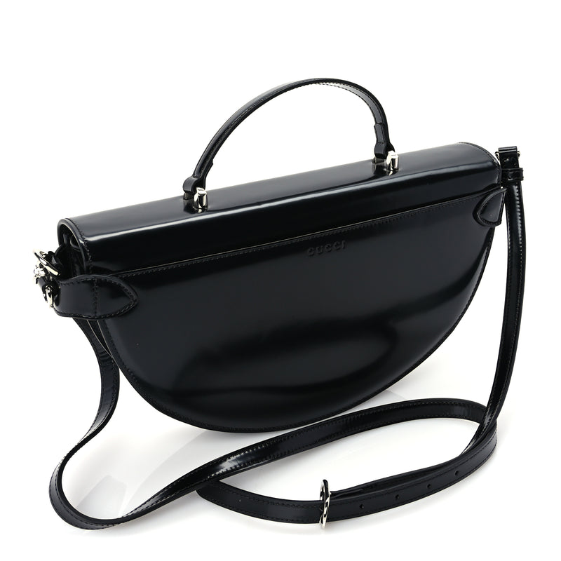  Gucci Matelasse GG Marmont Half Moon Top Handle Bag Black