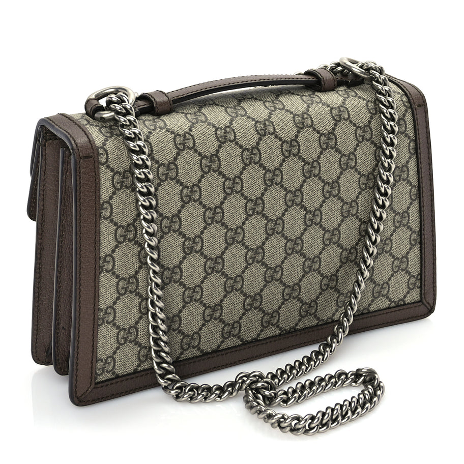 Gucci GG Supreme Monogram Textured Dollar Calfskin Top Handle Dionysus Shoulder Bag Beige Ebony New Acero Image 2