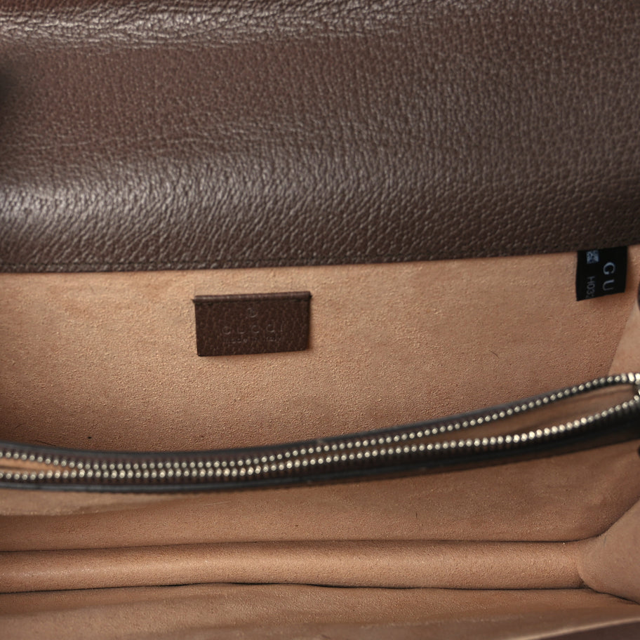 Gucci GG Supreme Monogram Textured Dollar Calfskin Top Handle Dionysus Shoulder Bag Beige Ebony New Acero Image 4