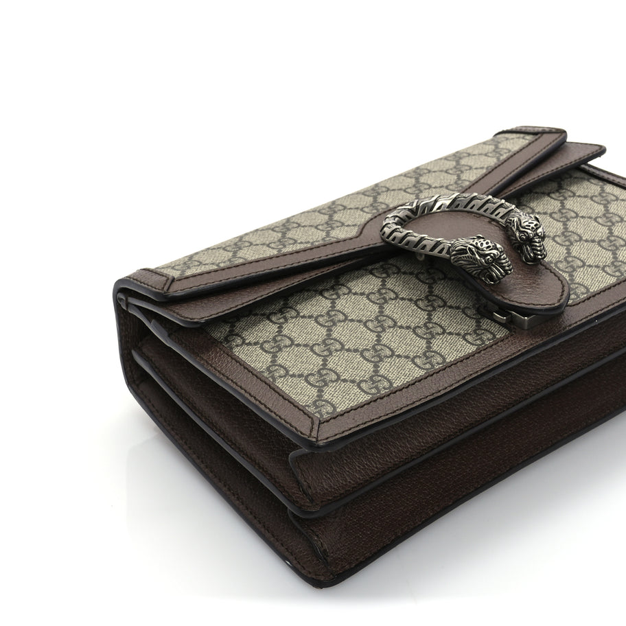 Gucci GG Supreme Monogram Textured Dollar Calfskin Top Handle Dionysus Shoulder Bag Beige Ebony New Acero Image 8