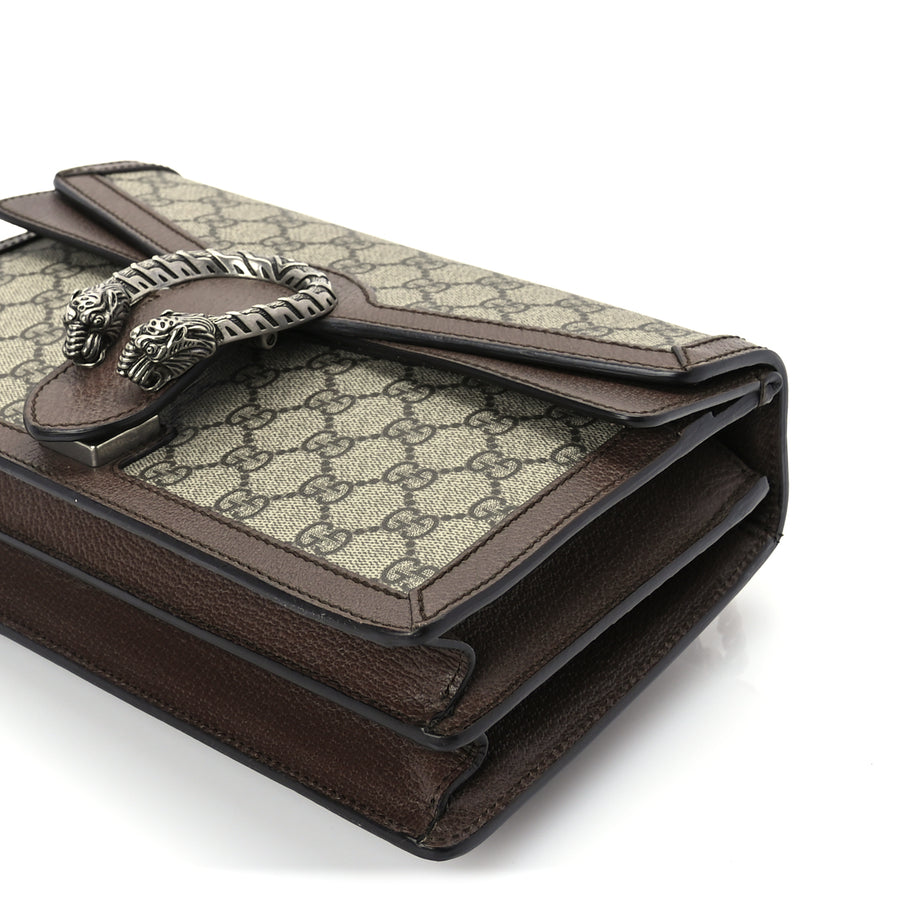 Gucci GG Supreme Monogram Textured Dollar Calfskin Top Handle Dionysus Shoulder Bag Beige Ebony New Acero Image 9