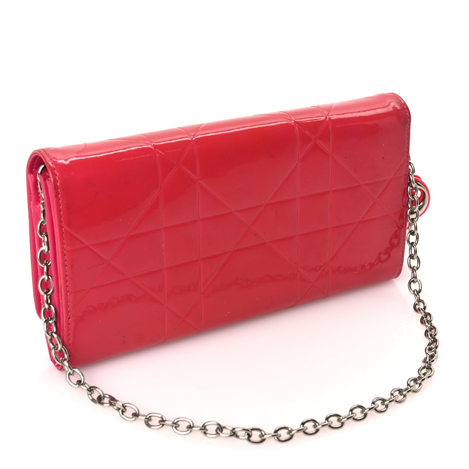 Christian Dior Patent Cannage Rendez-vous Chain Wallet Fuchsia Image 2