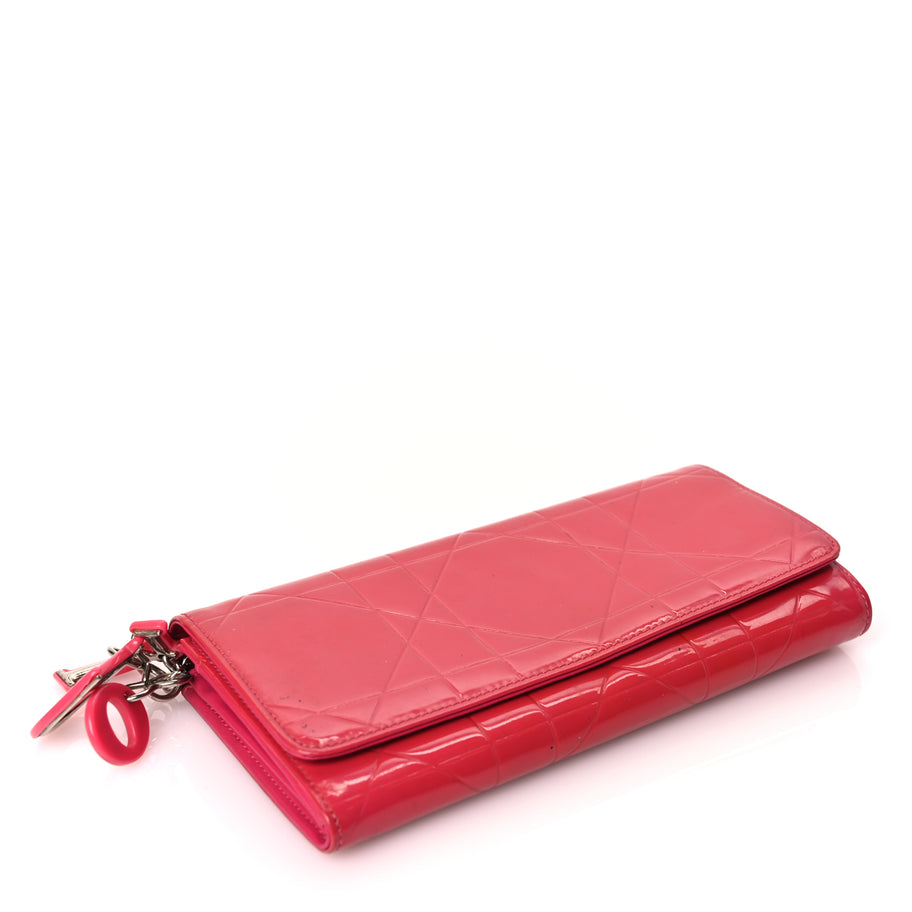 Christian Dior Patent Cannage Rendez-vous Chain Wallet Fuchsia Image 3