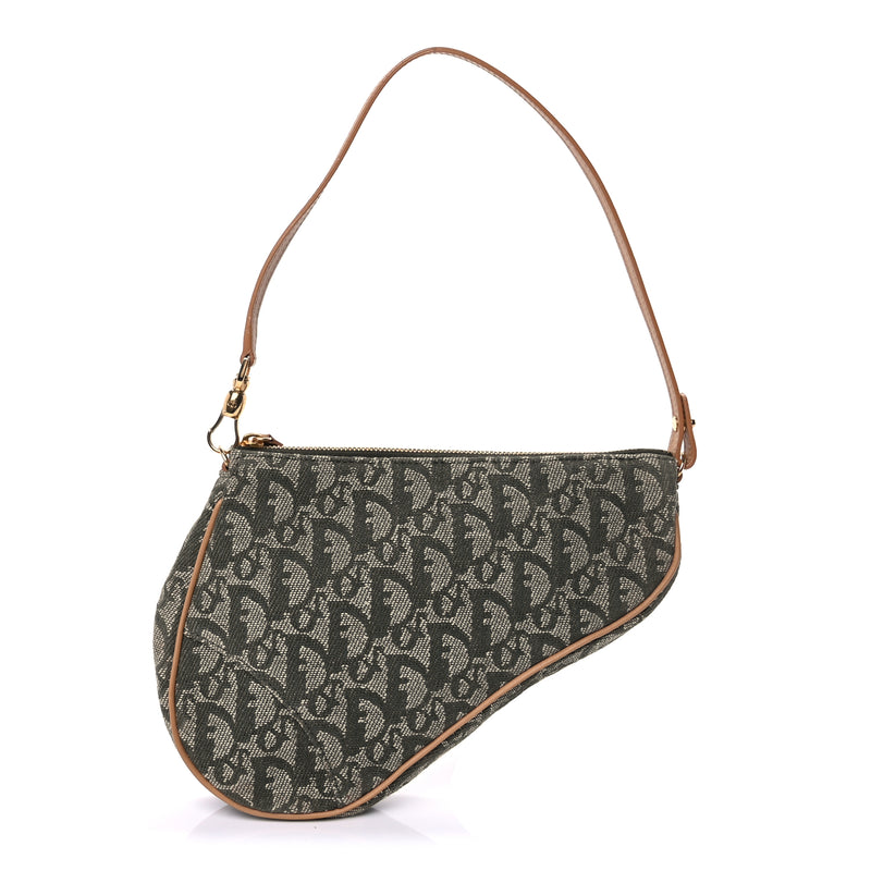  Christian Dior Monogram Mini Saddle Pochette Green