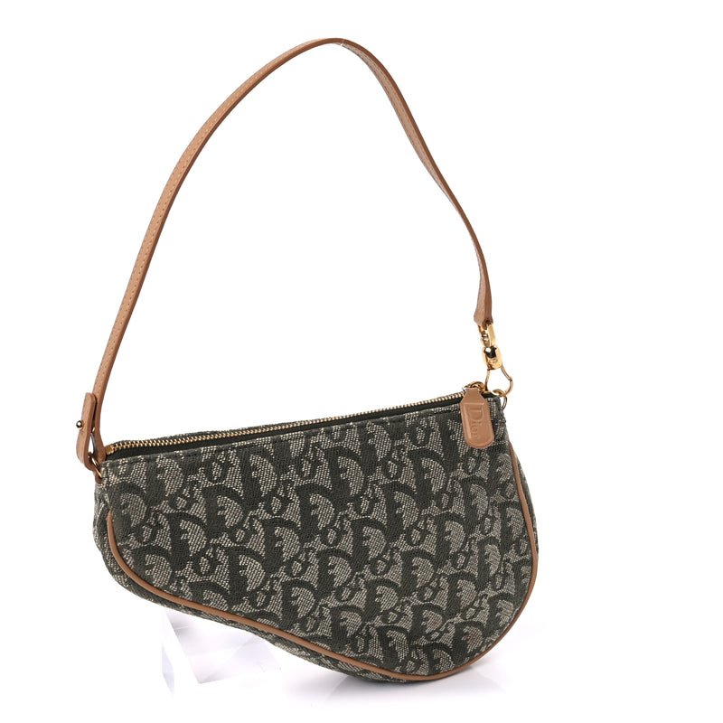  Christian Dior Monogram Mini Saddle Pochette Green