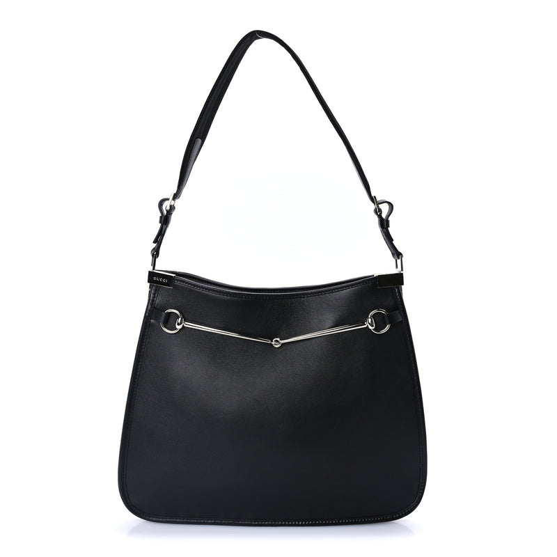  Gucci Calfskin Horsebit Slim Shoulder Bag Black