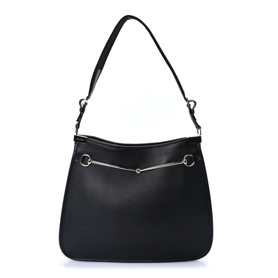 Gucci Calfskin Horsebit Slim Shoulder Bag Black Image 1