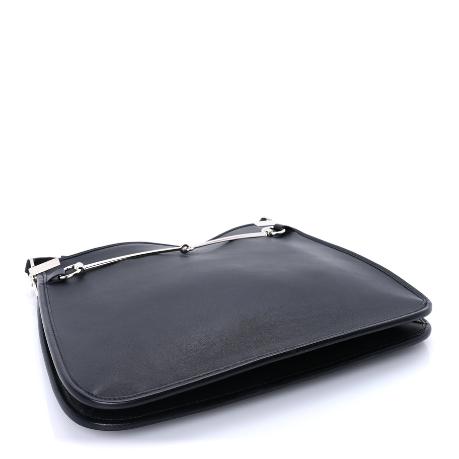 Gucci Calfskin Horsebit Slim Shoulder Bag Black Image 3