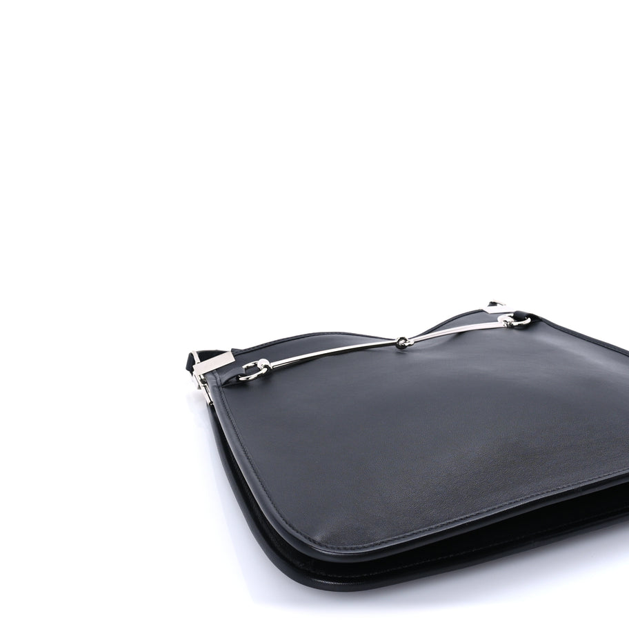 Gucci Calfskin Horsebit Slim Shoulder Bag Black Image 7