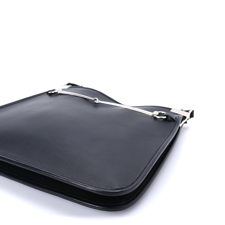 Gucci Calfskin Horsebit Slim Shoulder Bag Black Image 8
