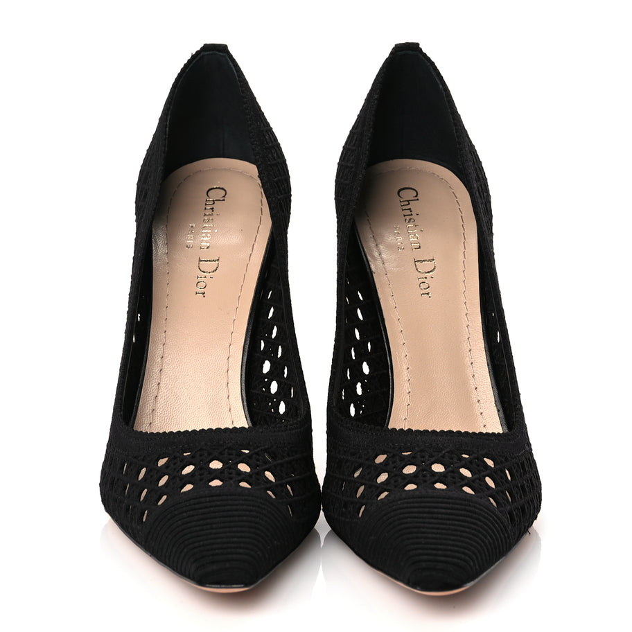 Christian Dior Mesh Cotton Cannage Dior Capture 100mm Pumps 39 Black Image 2