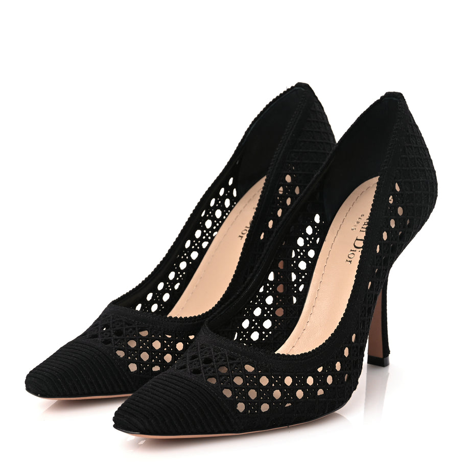 Christian Dior Mesh Cotton Cannage Dior Capture 100mm Pumps 39 Black Image 3