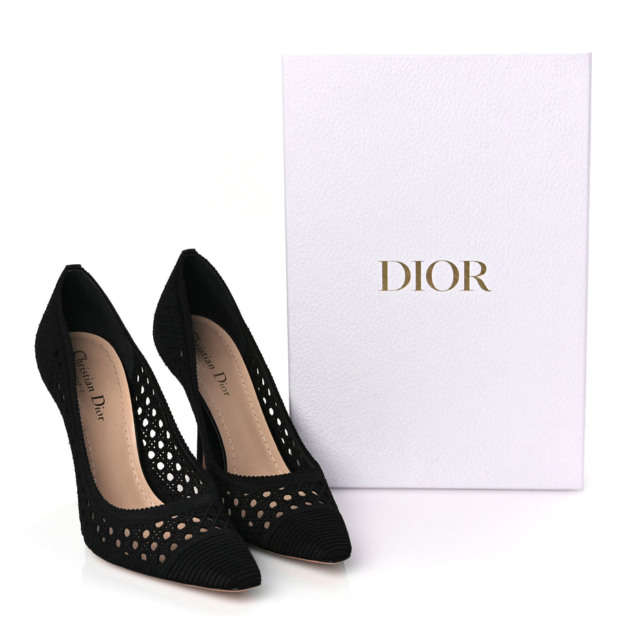 Christian Dior Mesh Cotton Cannage Dior Capture 100mm Pumps 39 Black Image 7