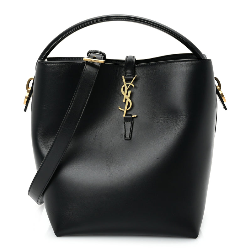  Saint Laurent Shiny Calfskin Le 37 Small Bucket Bag  Black