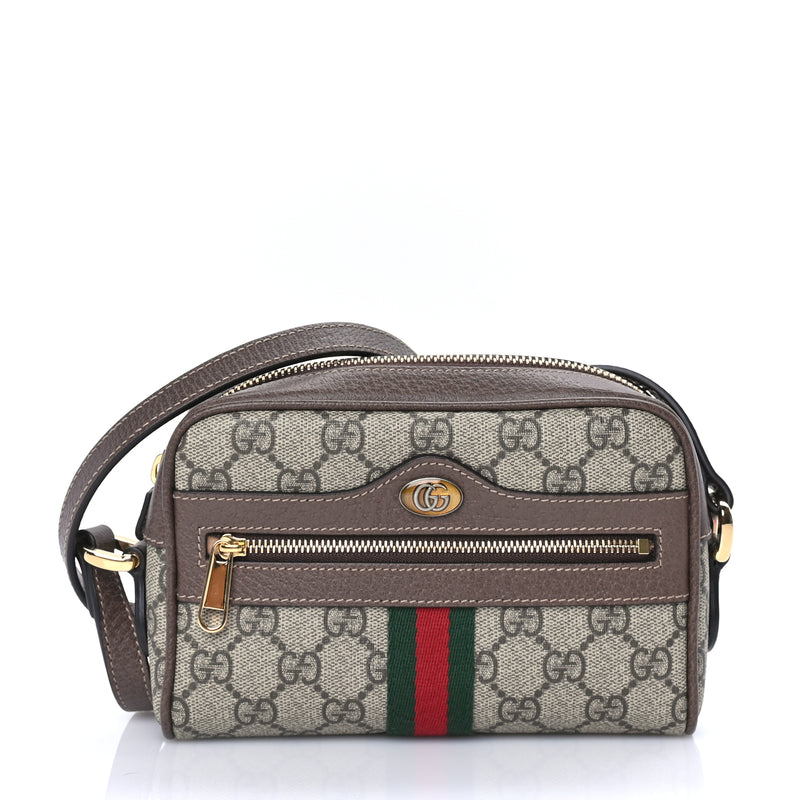 Gucci GG Supreme Monogram Web Mini Ophidia Shoulder Bag  Brown