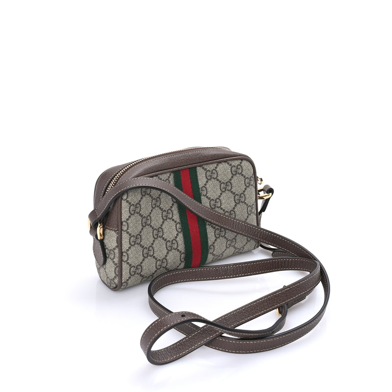  Gucci GG Supreme Monogram Web Mini Ophidia Shoulder Bag  Brown