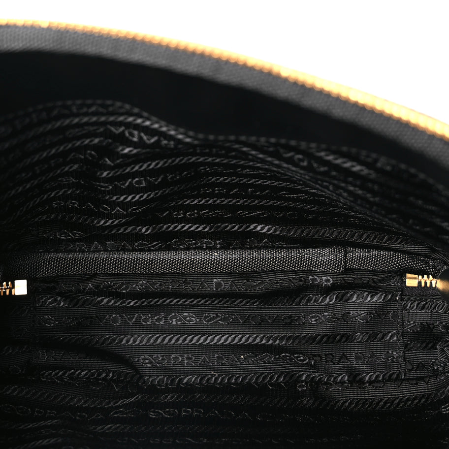 Prada Jacquard Saffiano Triangolo Symbole Embroidered Medium Shoulder Bag Black Corda Image 4