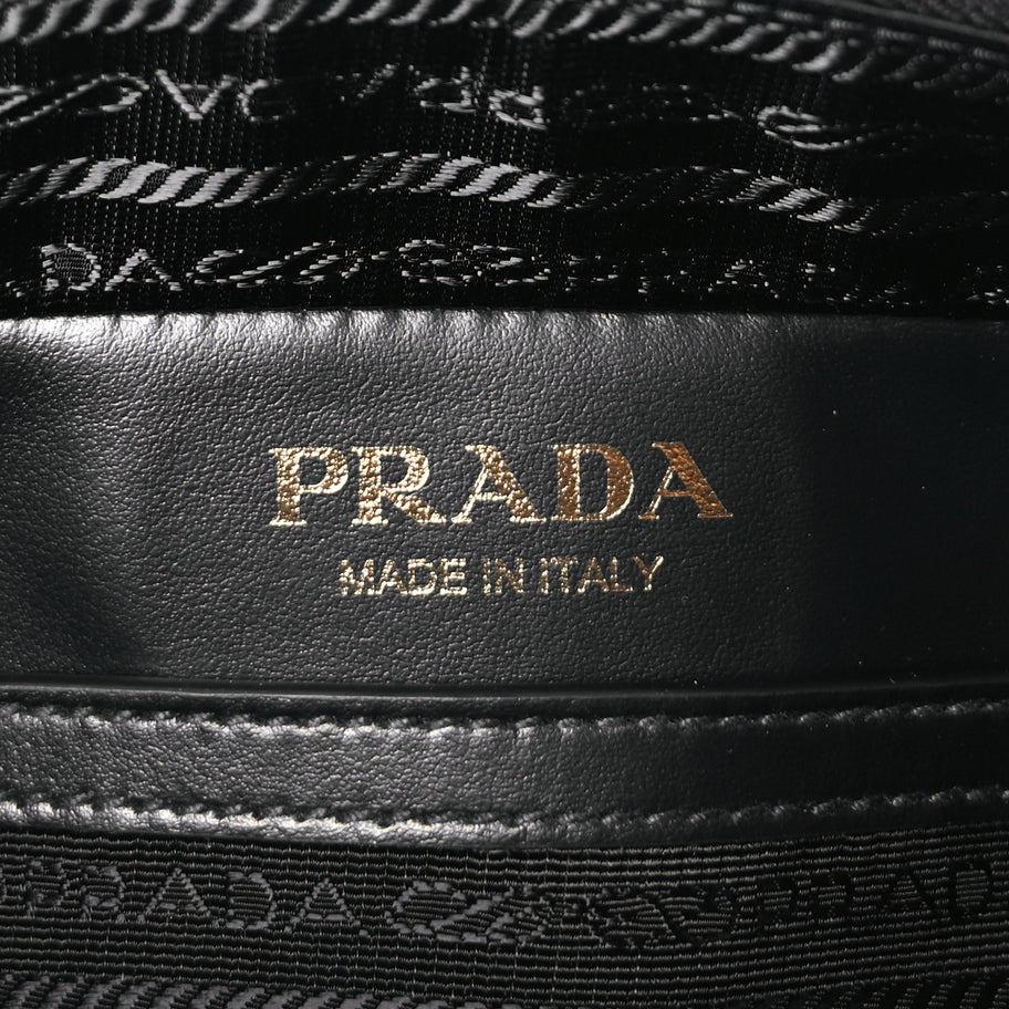 Prada Jacquard Saffiano Triangolo Symbole Embroidered Medium Shoulder Bag Black Corda Image 5
