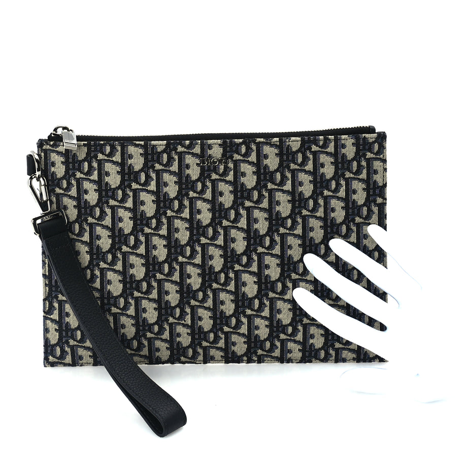 Christian Dior Oblique Pouch Wristlet Blue Blue Image 2