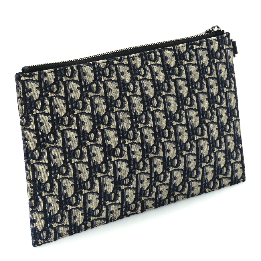 Christian Dior Oblique Pouch Wristlet Blue Blue Image 4