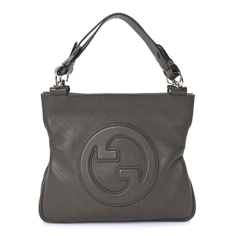 Gucci Sakai Be Green Calfskin Diagonal Stitched Small Blondie Tote Craclet Brown Craclet Brown Image 1