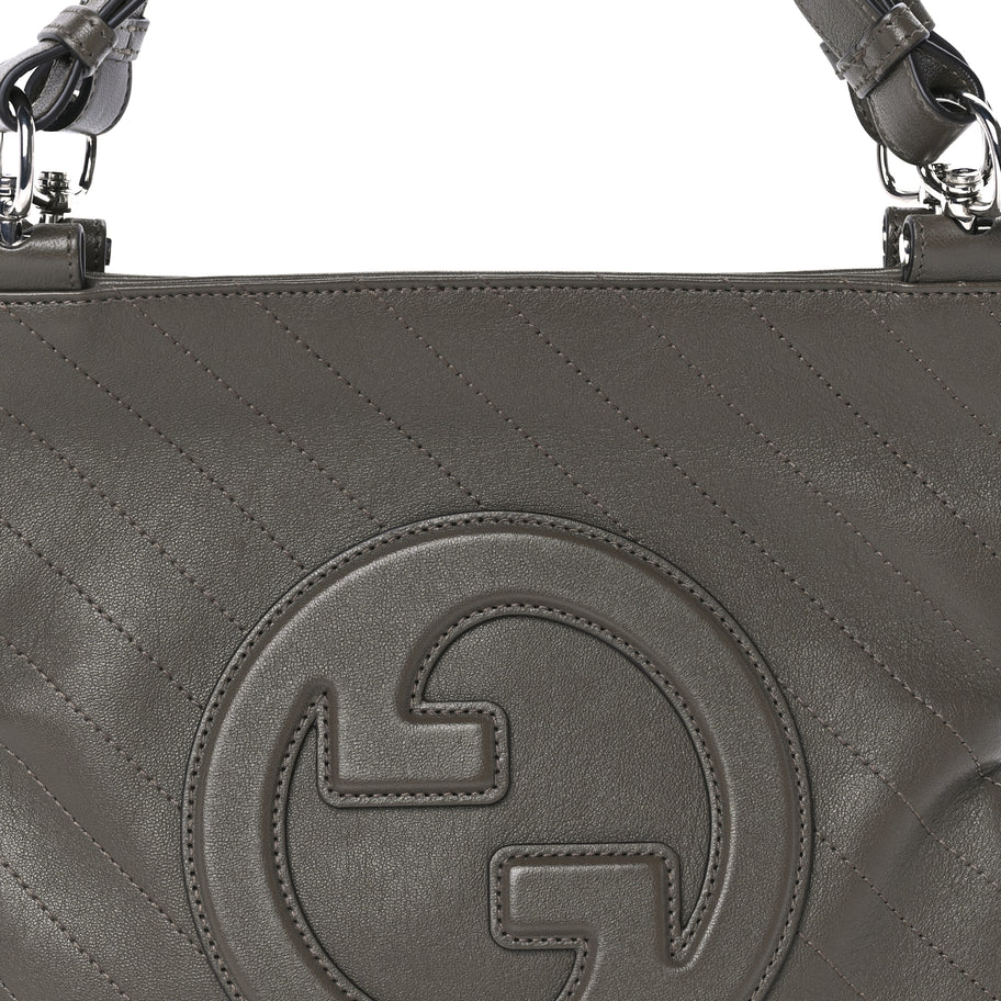 Gucci Sakai Be Green Calfskin Diagonal Stitched Small Blondie Tote Craclet Brown Craclet Brown Image 6
