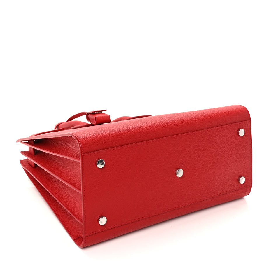 Saint Laurent Grained Calfskin Small Sac De Jour Lipstick Red Image 3