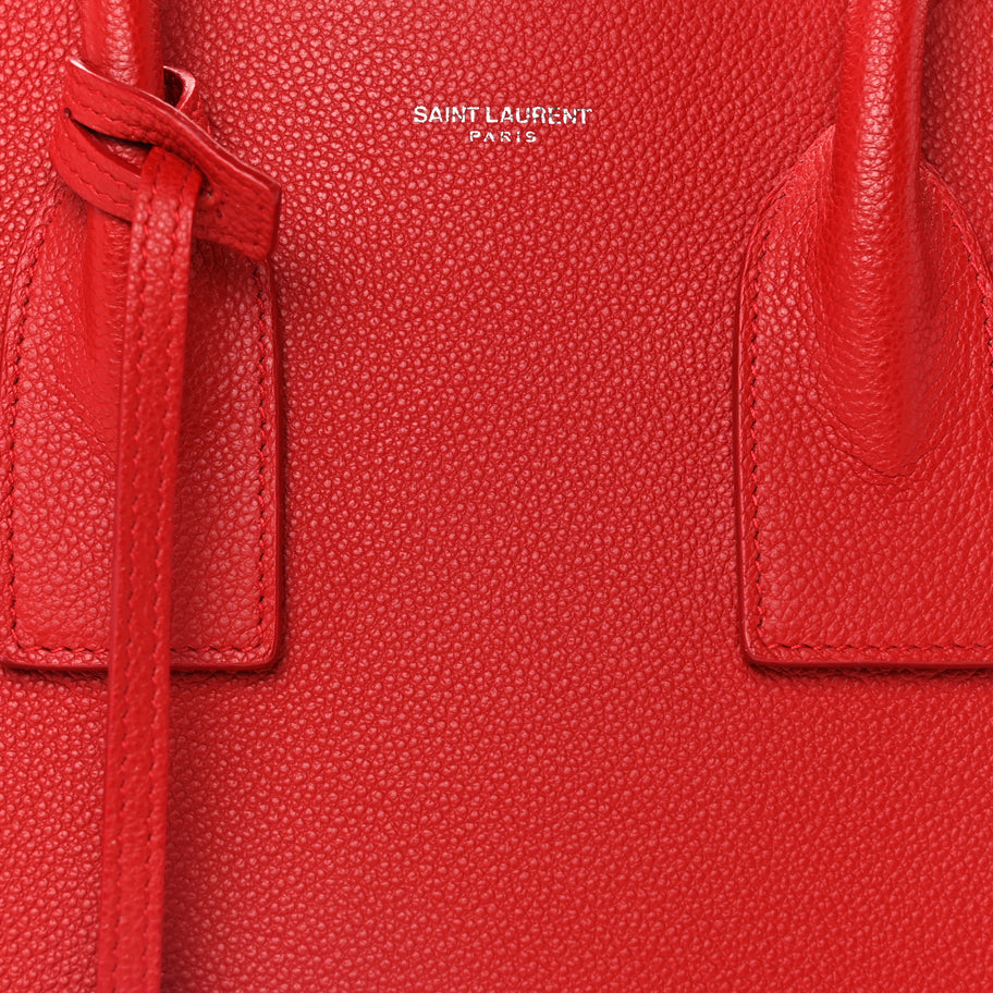 Saint Laurent Grained Calfskin Small Sac De Jour Lipstick Red Image 6