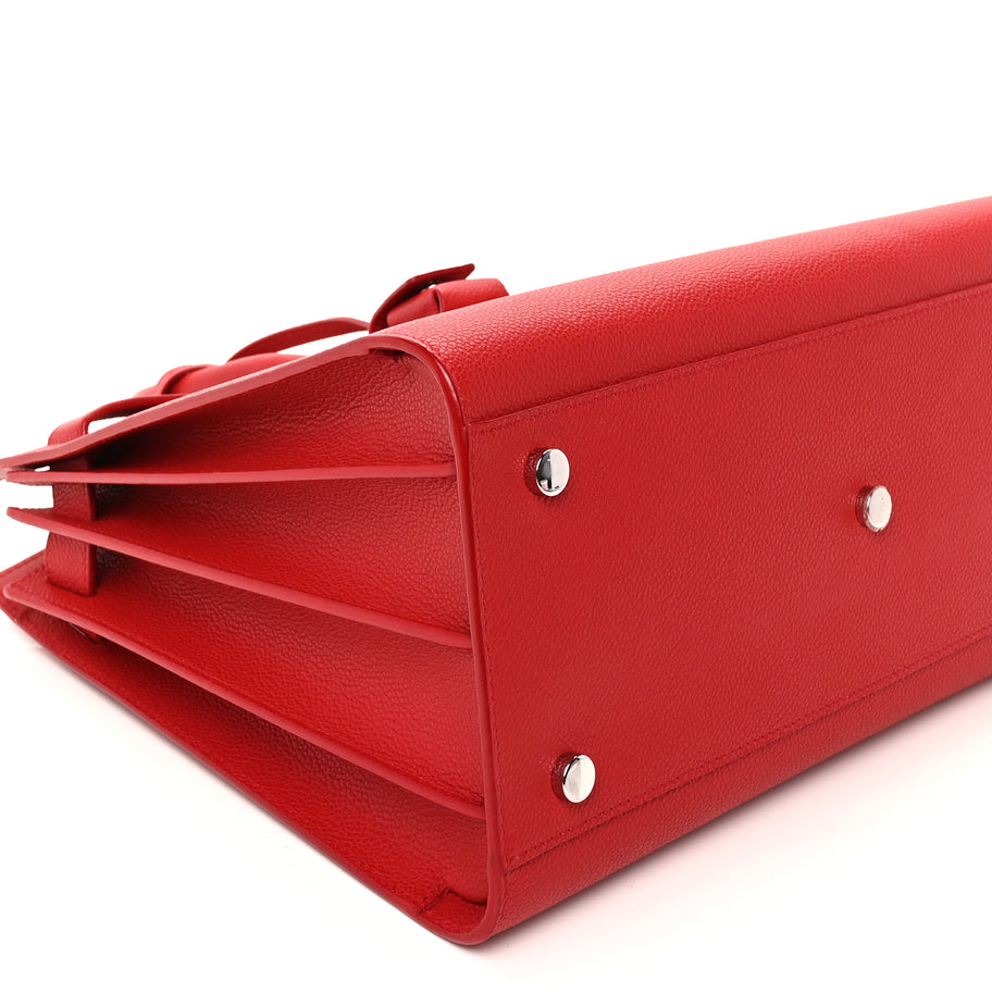 Saint Laurent Grained Calfskin Small Sac De Jour Lipstick Red Image 7