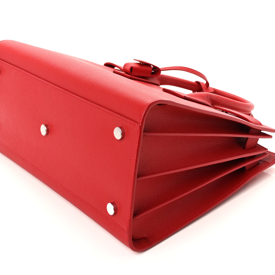 Saint Laurent Grained Calfskin Small Sac De Jour Lipstick Red Image 8