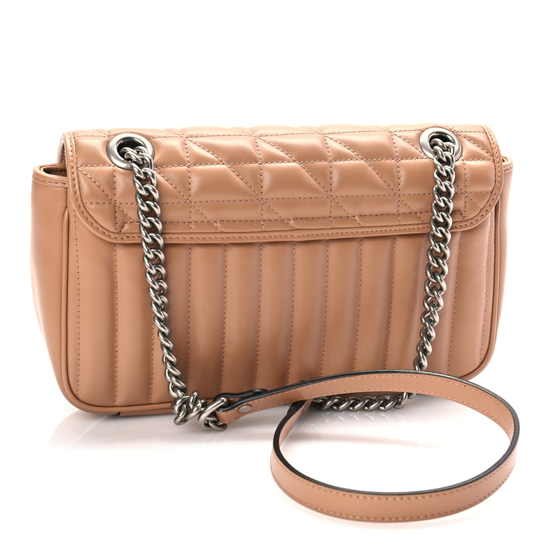  Gucci Calfskin Matelasse Aria Small GG Marmont Shoulder Bag Camelia