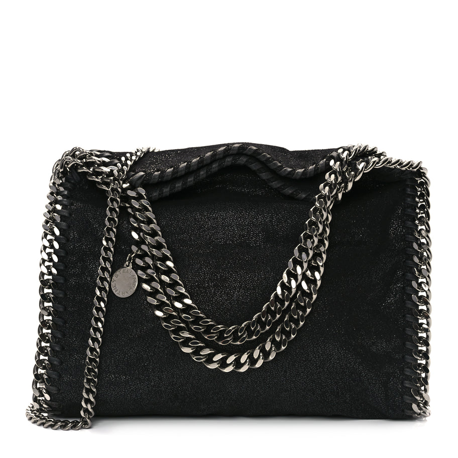 Stella McCartney Shaggy Deer Mini Falabella Fold Over Tote Black Image 1