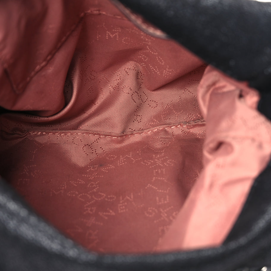 Stella McCartney Shaggy Deer Mini Falabella Fold Over Tote Black Image 4