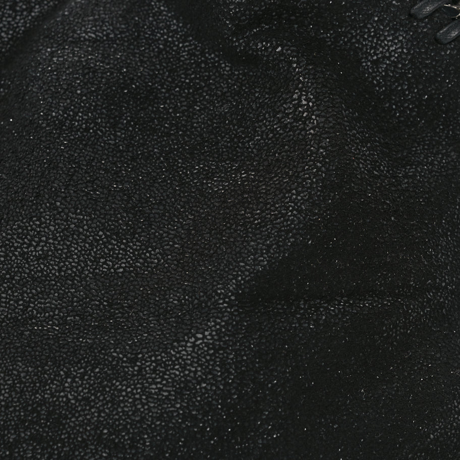 Stella McCartney Shaggy Deer Mini Falabella Fold Over Tote Black Image 8