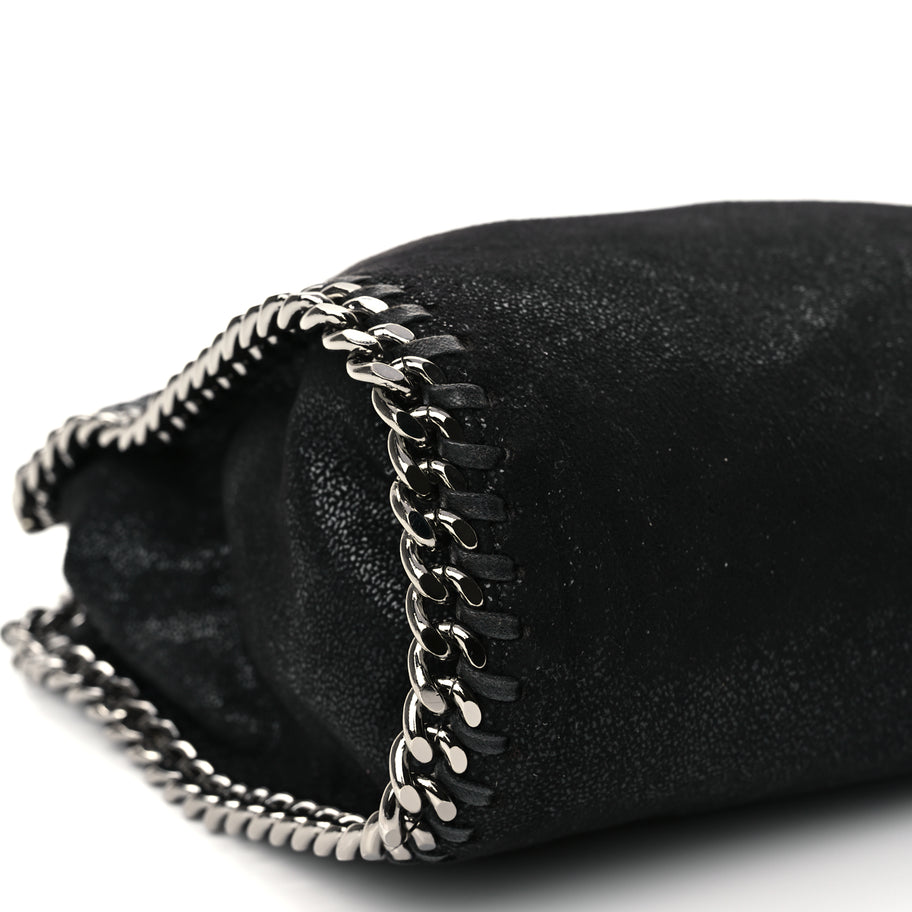 Stella McCartney Shaggy Deer Mini Falabella Fold Over Tote Black Image 9