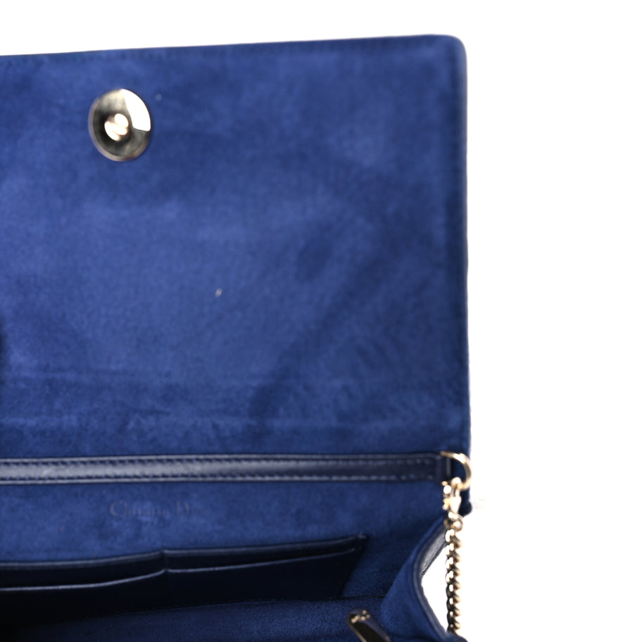 Christian Dior Grained Calfskin Diorama Wallet on Chain Pouch Blue Image 4