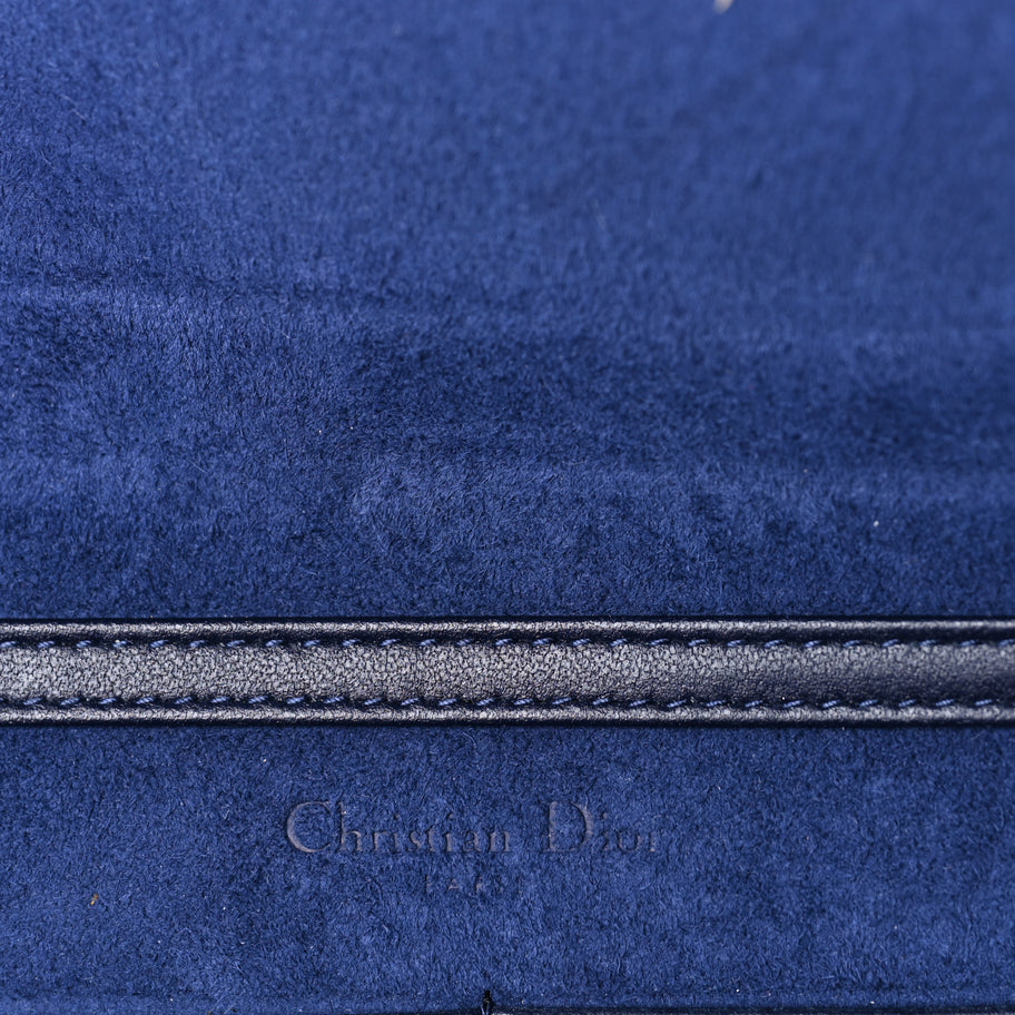 Christian Dior Grained Calfskin Diorama Wallet on Chain Pouch Blue Image 5