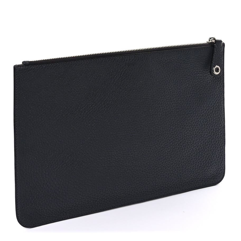 Fendi Cuoio Romano Logo Pouch  Grey Image 3