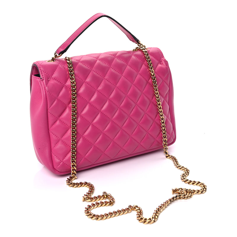  Versace Nappa Quilted Medusa Chain Crossbody  Pink