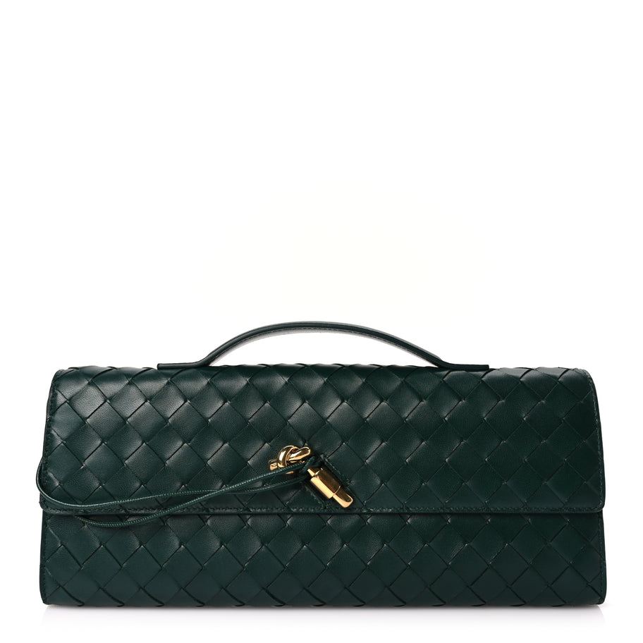 Bottega Veneta  Nappa Intrecciato Long Andiamo Top Handle Clutch Emerald Green Image 1